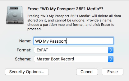 reformat my wd passport for mac book air
